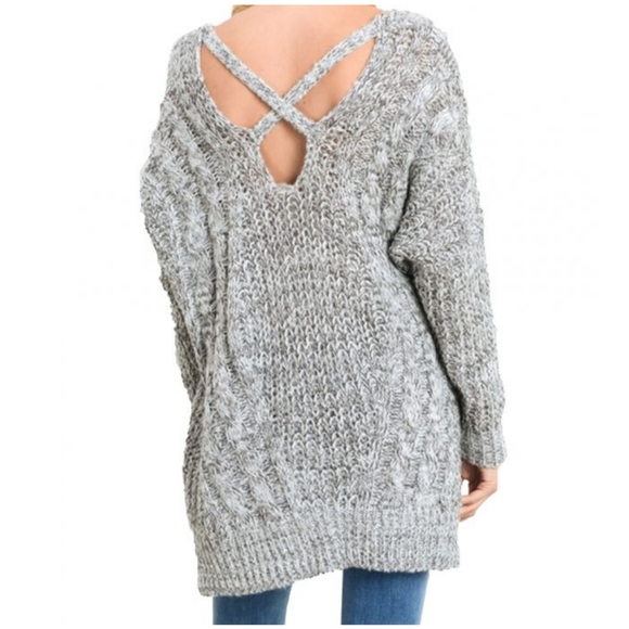 WISHLIST OVERSIZED CHUNKY KNIT HEATHER SWEATER M/L - Picture 2 of 9